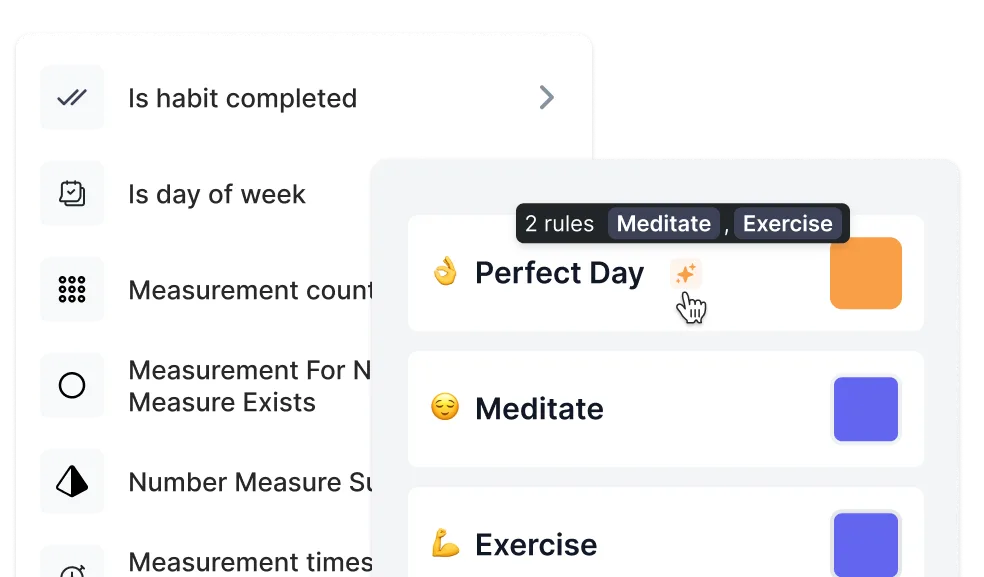 The Perfect Day feature inside Conjure Habits for multiple habits tracked in one go.