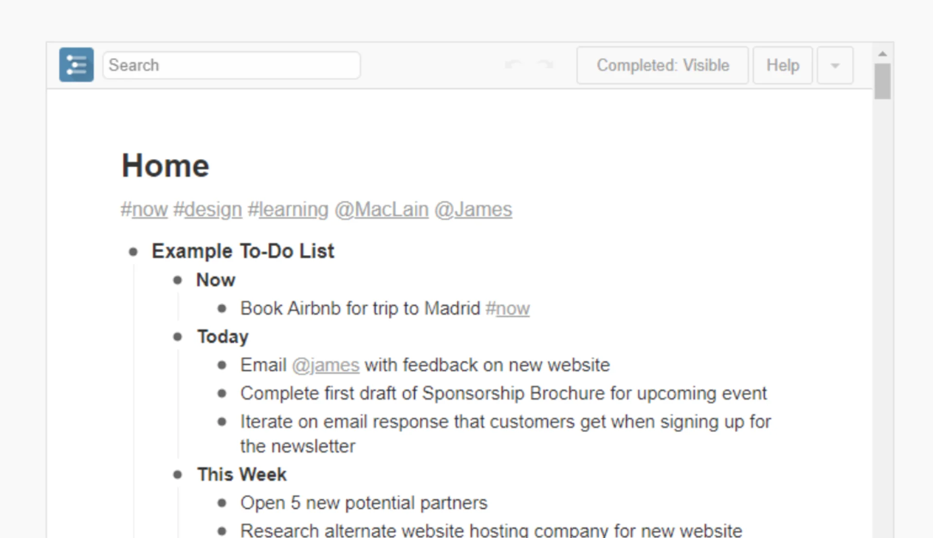 Workflowy App, Demoing