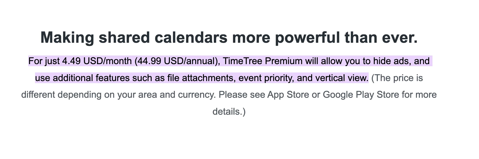 Timetree Calendar Pricing
