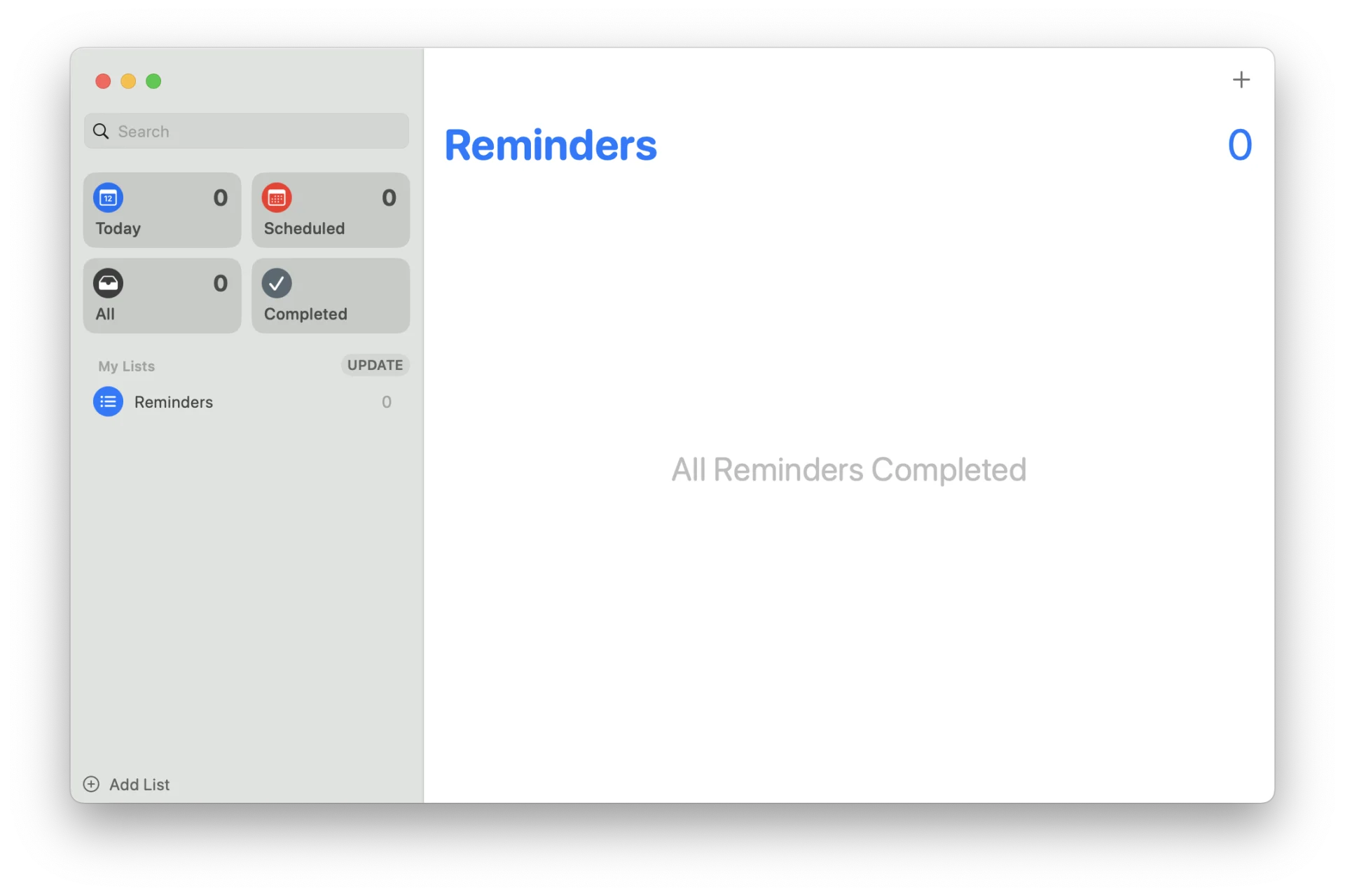 Creating a new list in Apple Reminders