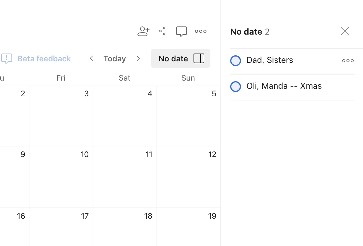 Todoist Calendar No Date