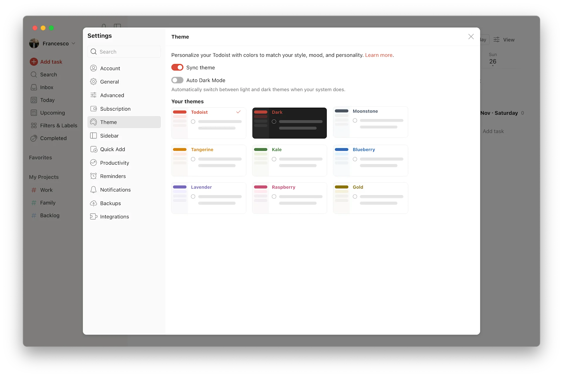 Todoist Themes, Upgrade