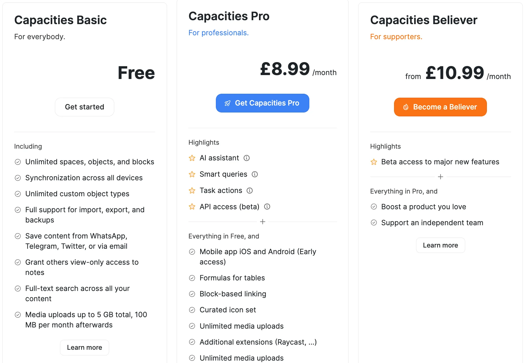 How much is Capacities.io? Capacities Pricing