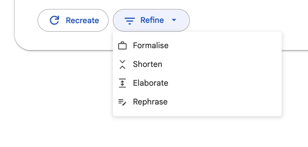 Google Help Me Write, AI Refine