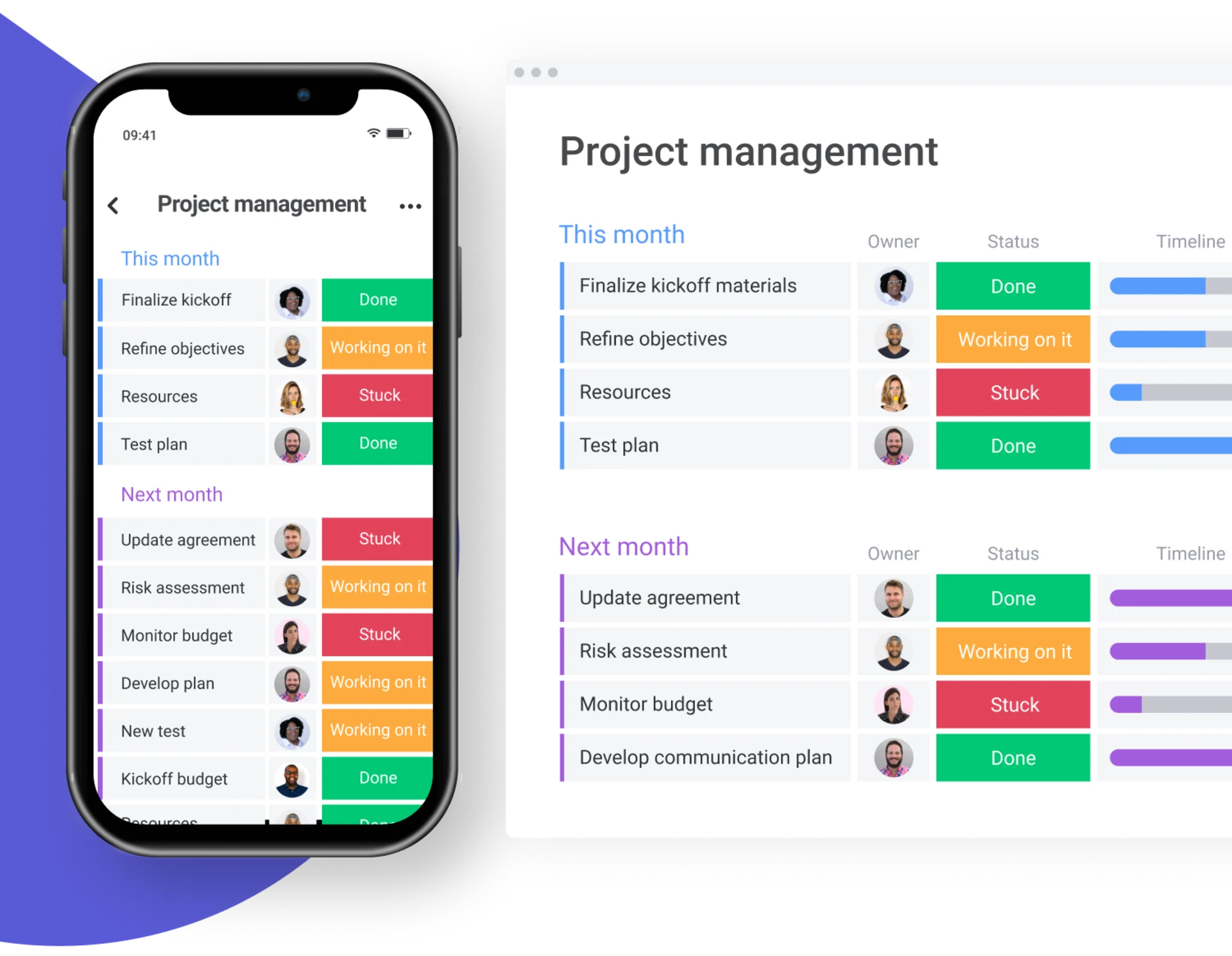 monday.com showcasing project management on desktop and mobile
