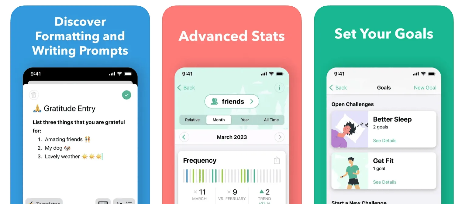 Daylio App, Goals and Stats