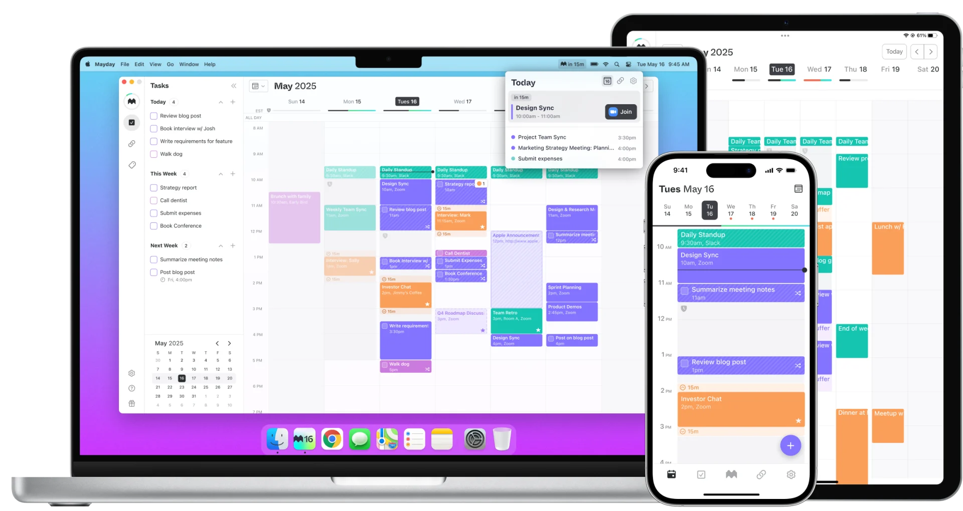 Handle your calendar and meetings with Mayday on mac and mobile