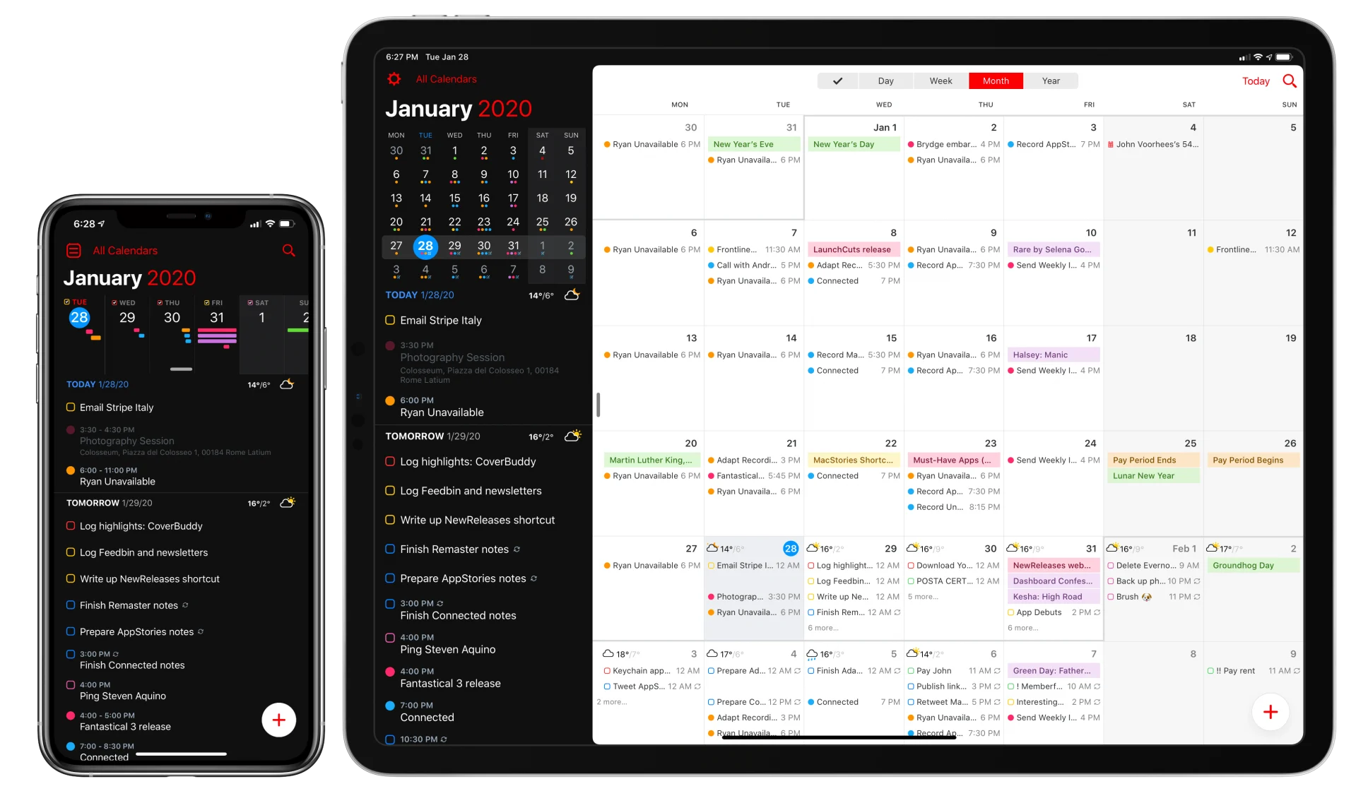 Fantastical 3 app on iOS and iPad, Black iPad, Full Calendar Event View