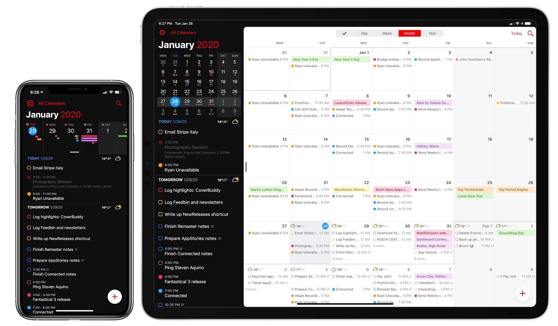 Fantastical 3 app on iOS and iPad, Black iPad, Full Calendar Event View