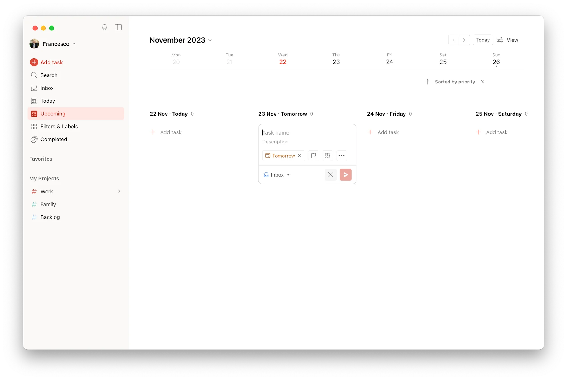 New Todoist Upcoming