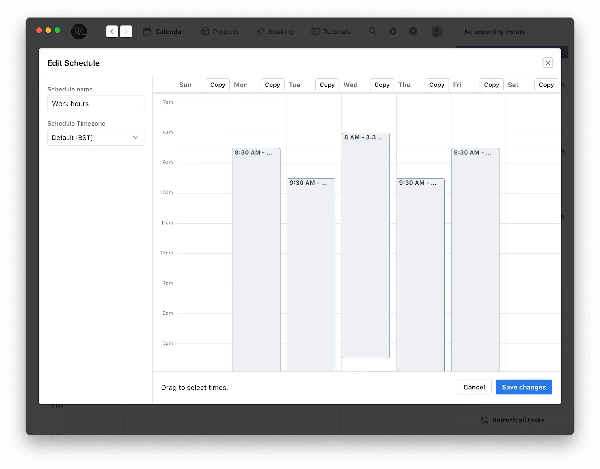 Working Hours in Motion App