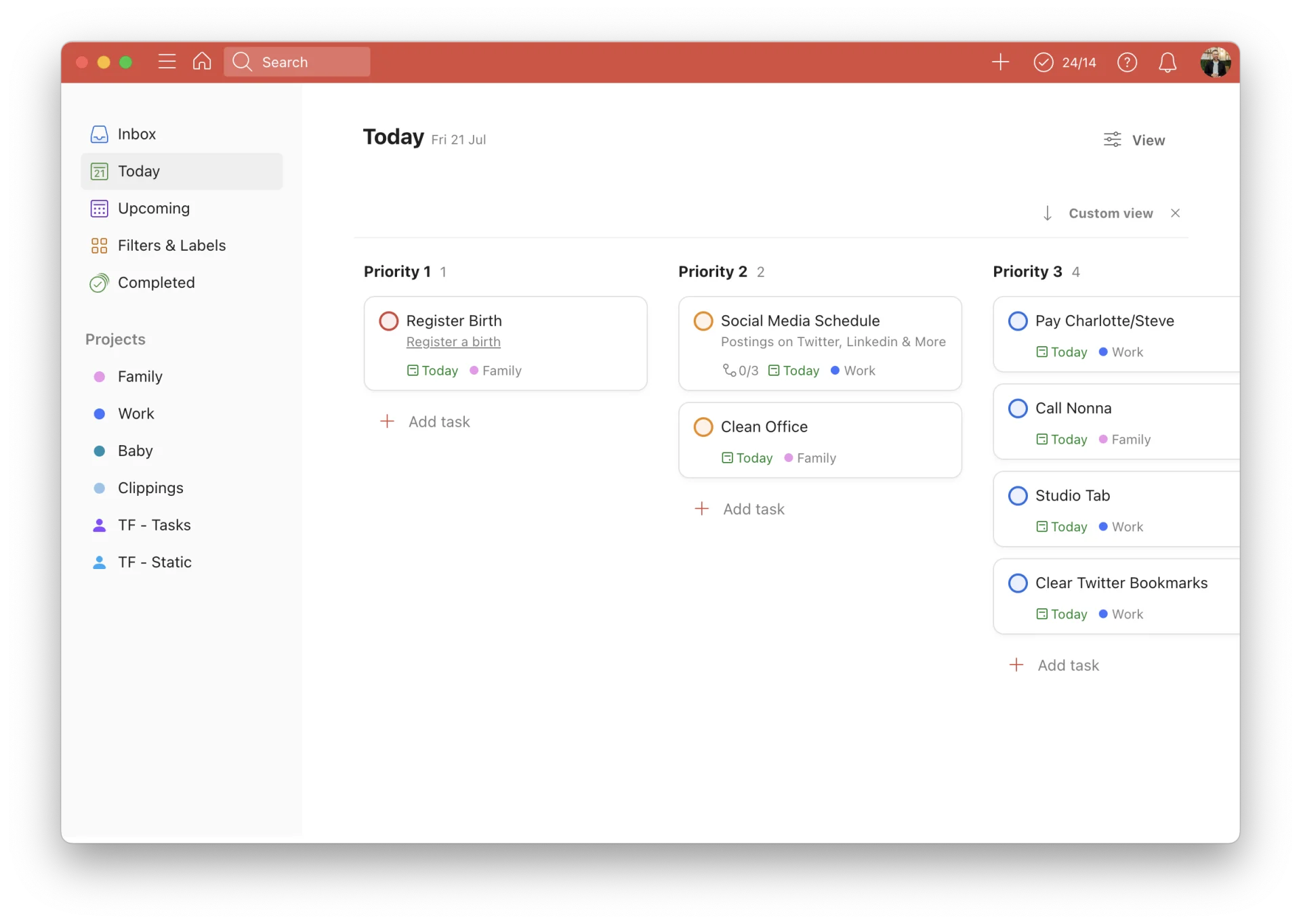 Todoist Projects and Task Management Application