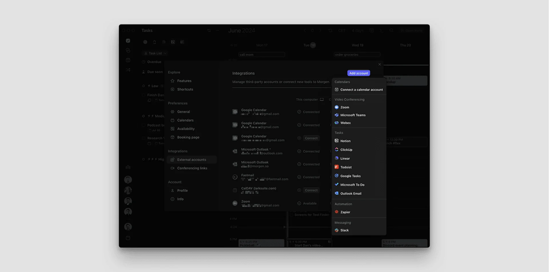 Morgen Calendar - Integrations