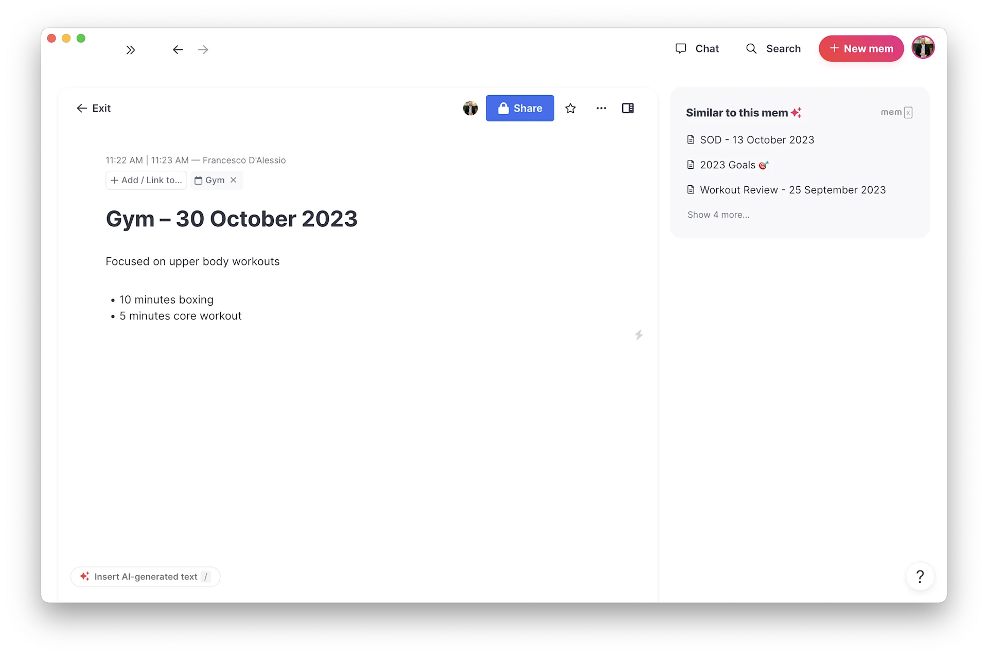 Meeting Notes in Mem