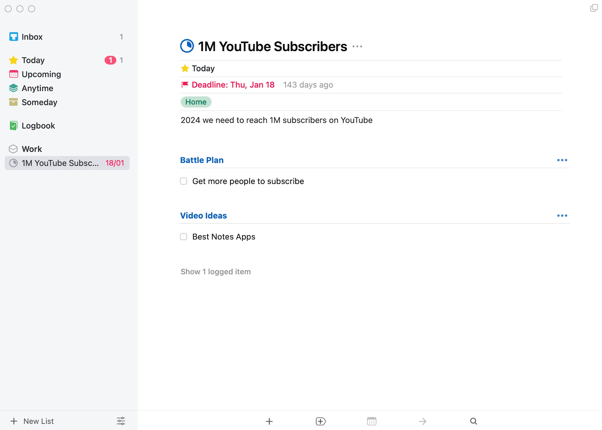 Things 3 App, MacOS and IPhone Version, Showing Task List and Today Area