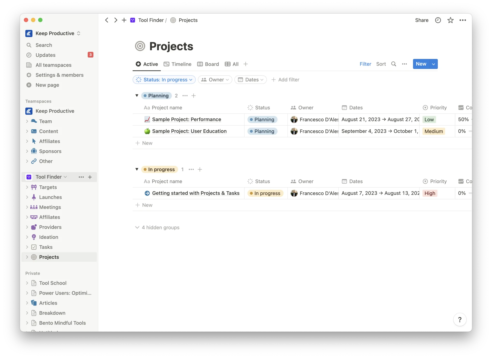 Notion, Tasks & Projects, Demo