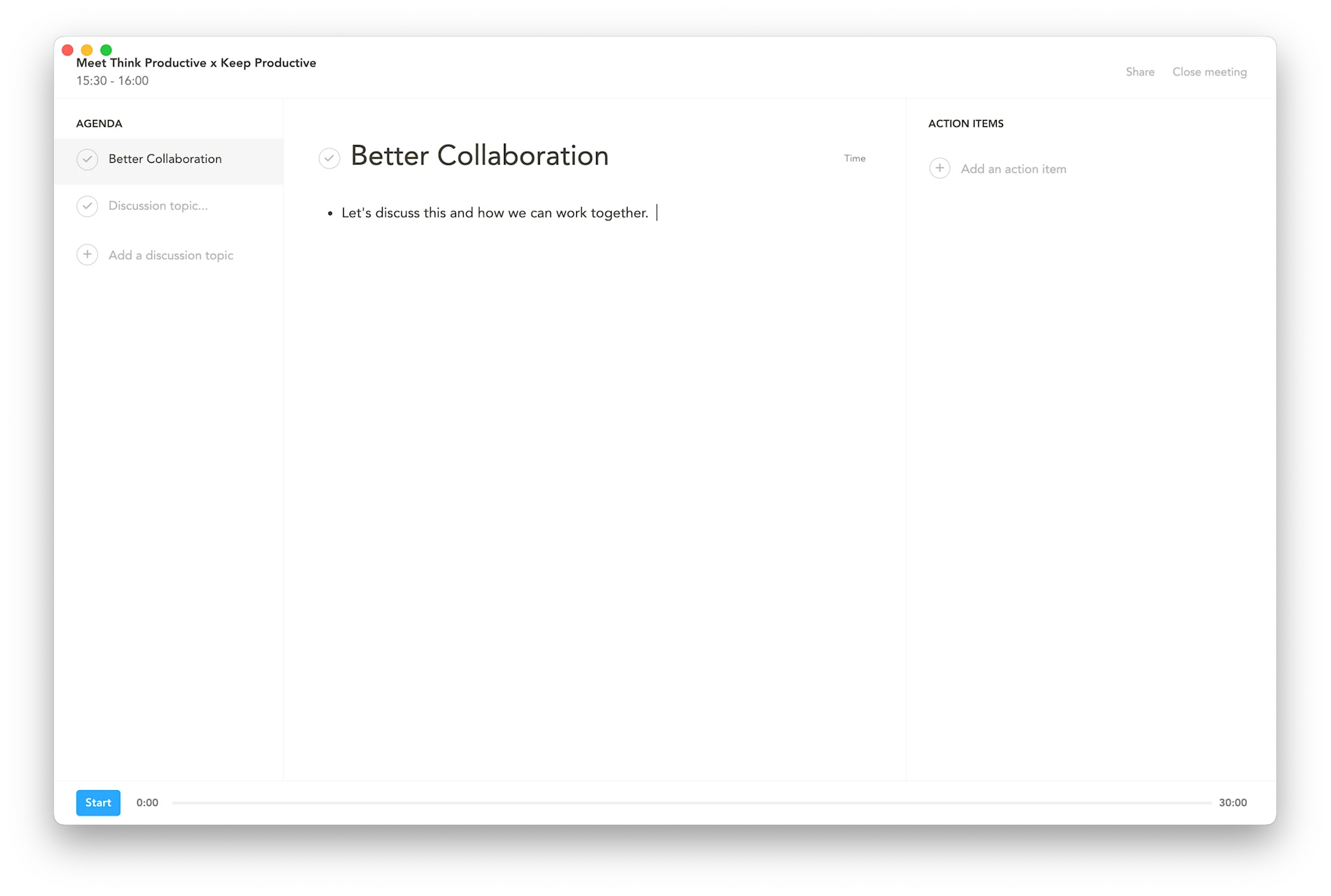 Running Meeting Notes in Sunsama