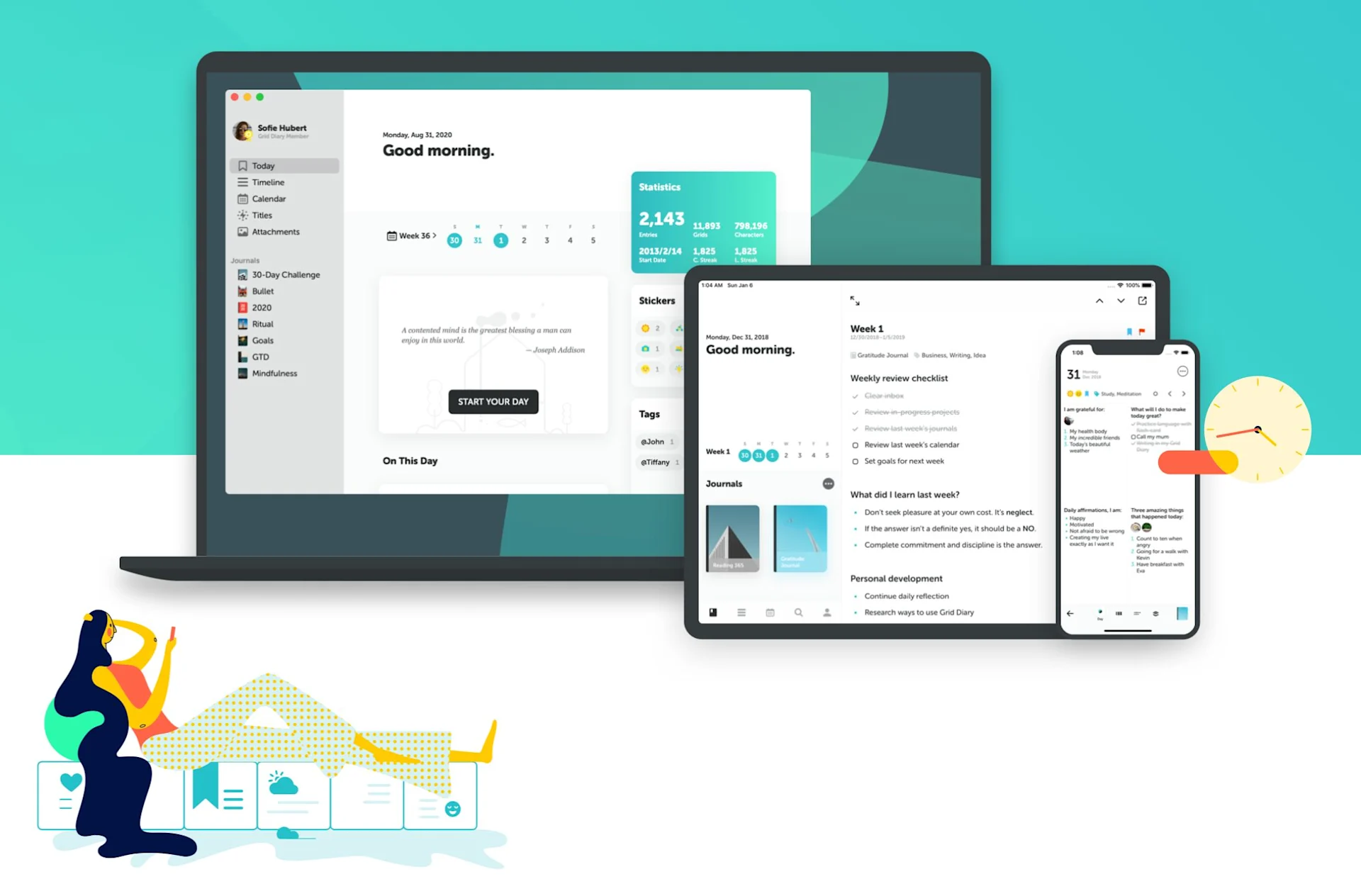 Grid Diary journal with a different unique view.
