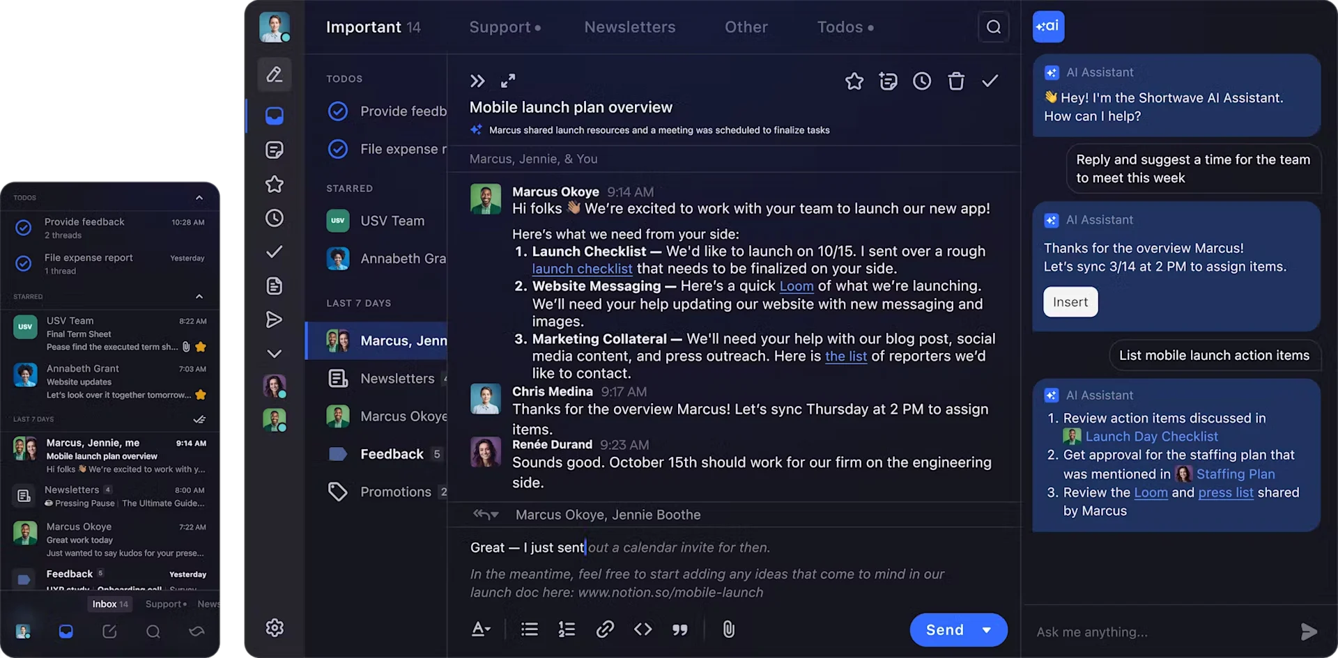 Shortwave Email uses AI and other organisation tools to create a super fast email experience.