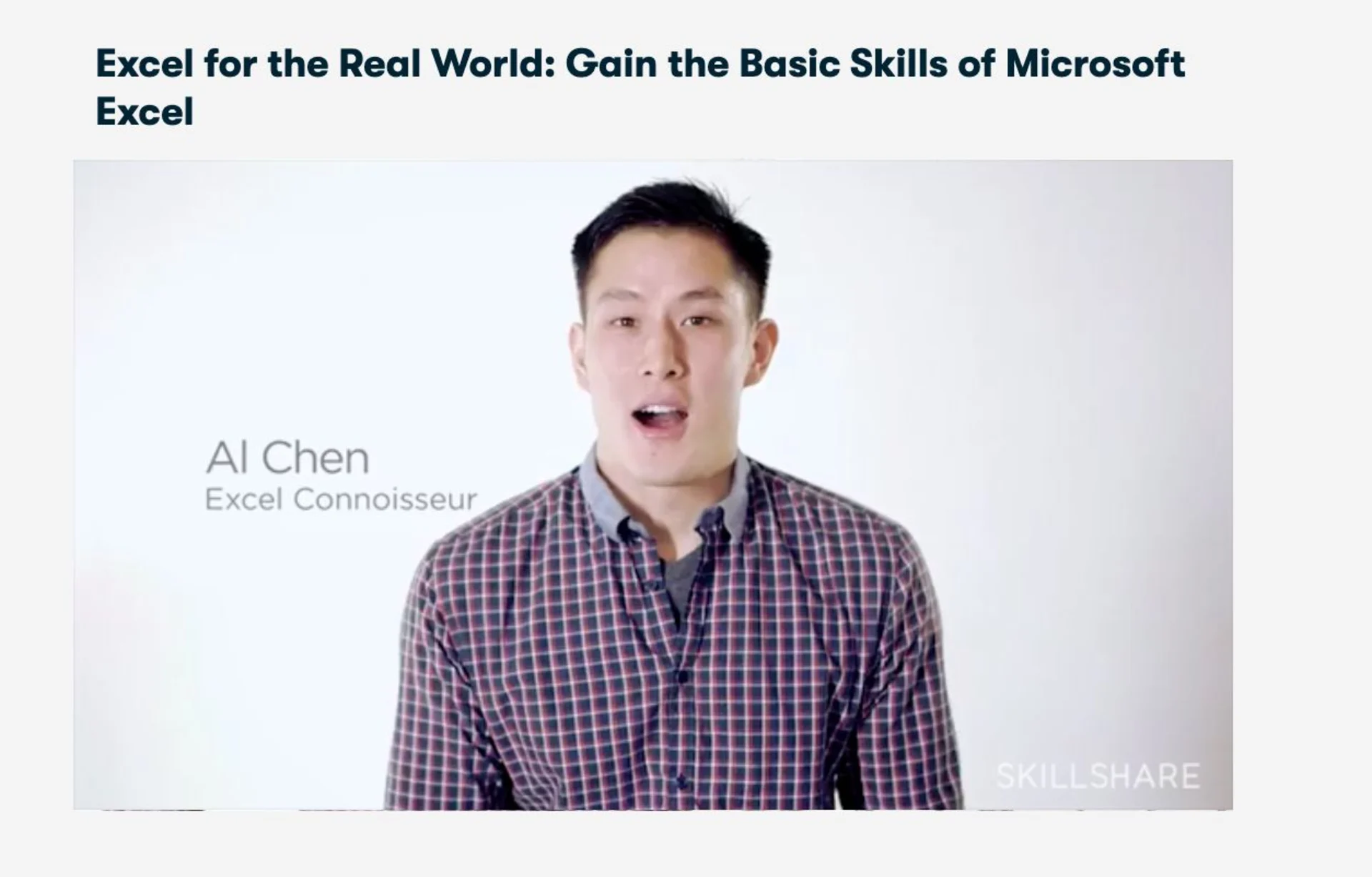 AI Chen Basic Skills of Microsoft Excel Course