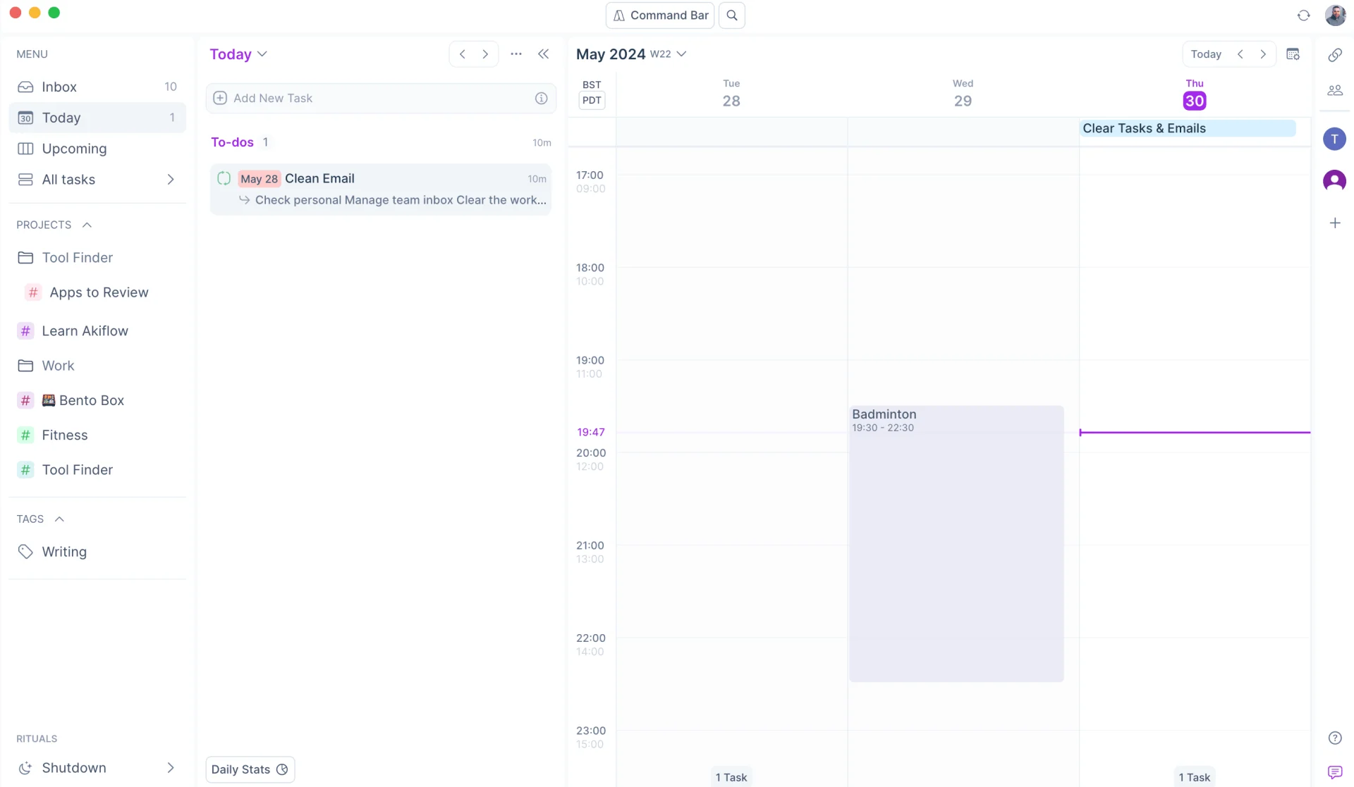Managing your Tasks and Calendar with Akiflow, Homepage experience