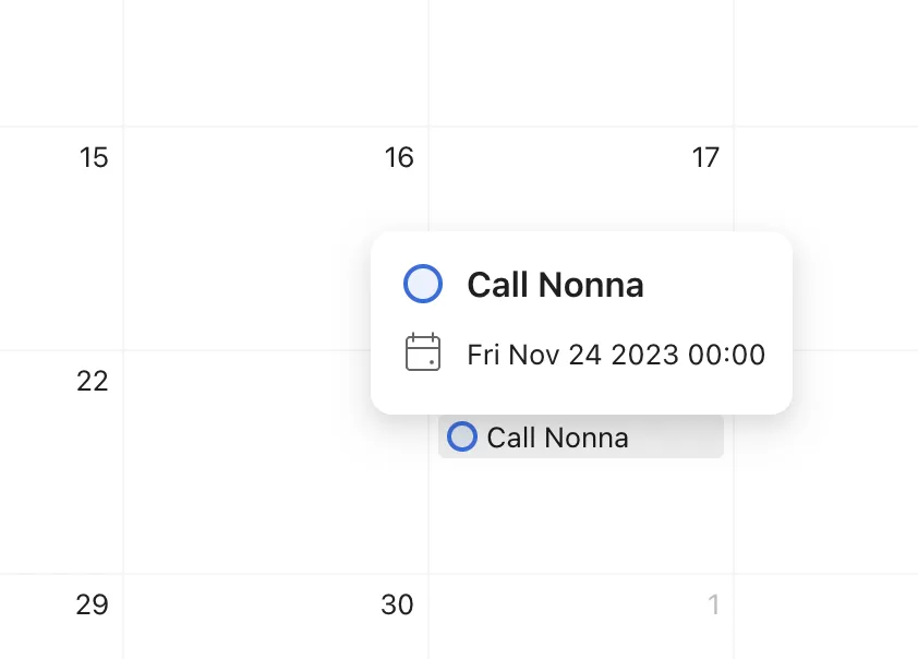 Hover States in Todoist Calendar