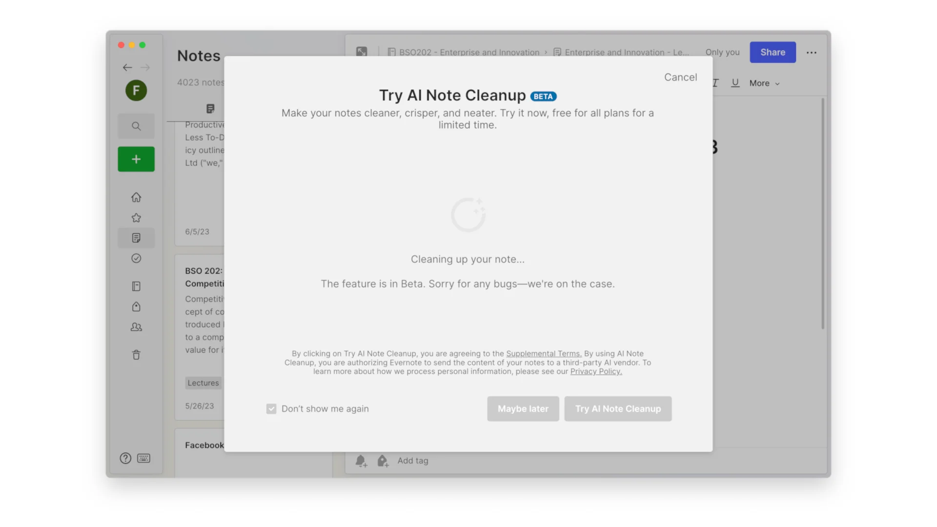Evernote Note Cleanup