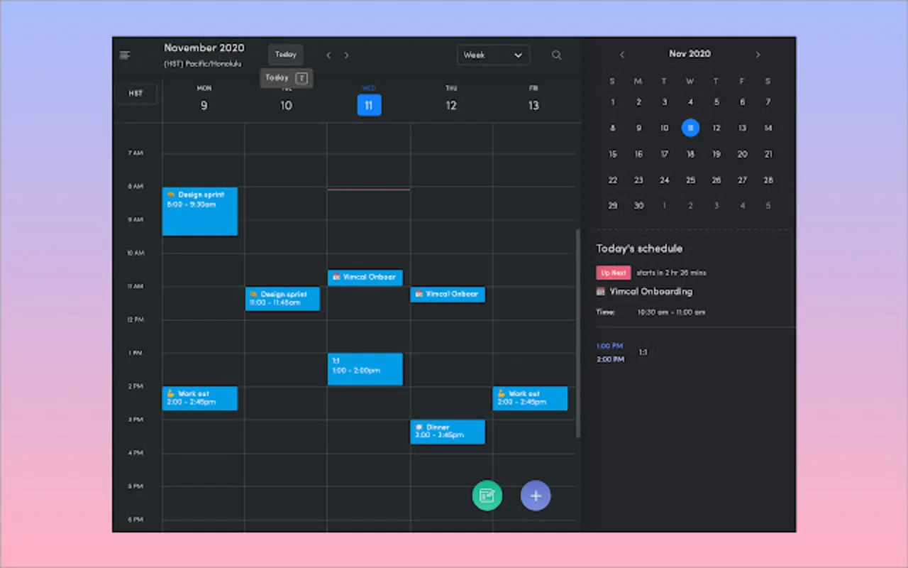 Vimcal, Fast Calendar App, Home Desktop