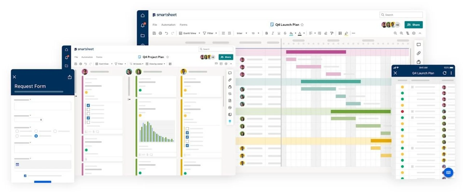 Smartsheet project management features.