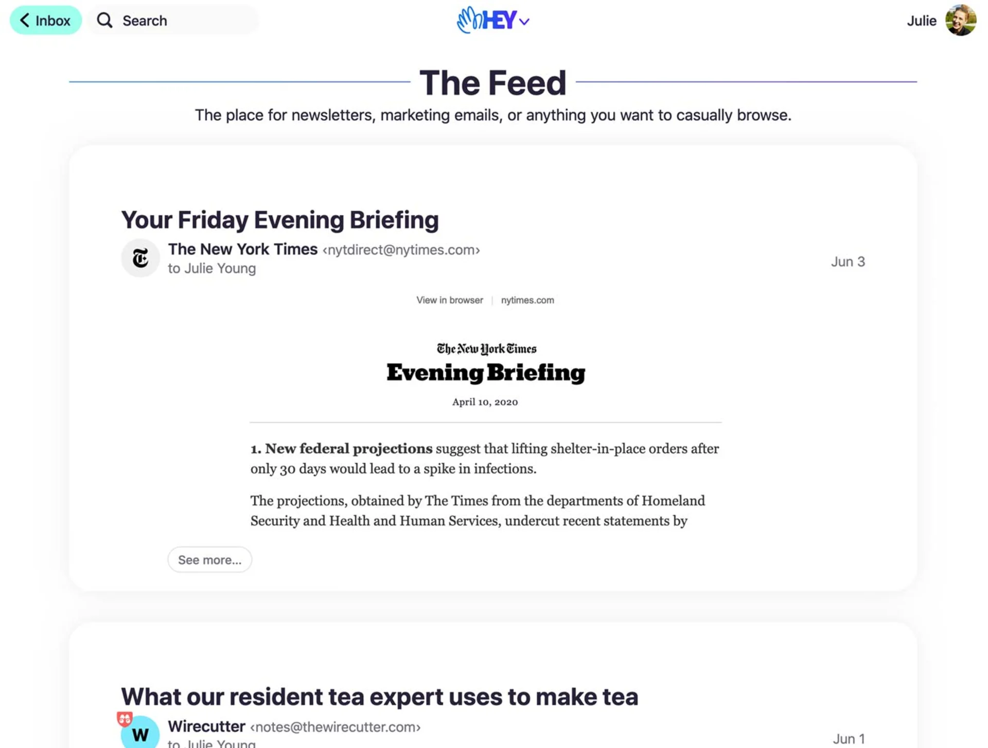 Hey Email Feed, For Newsletter Inside Email