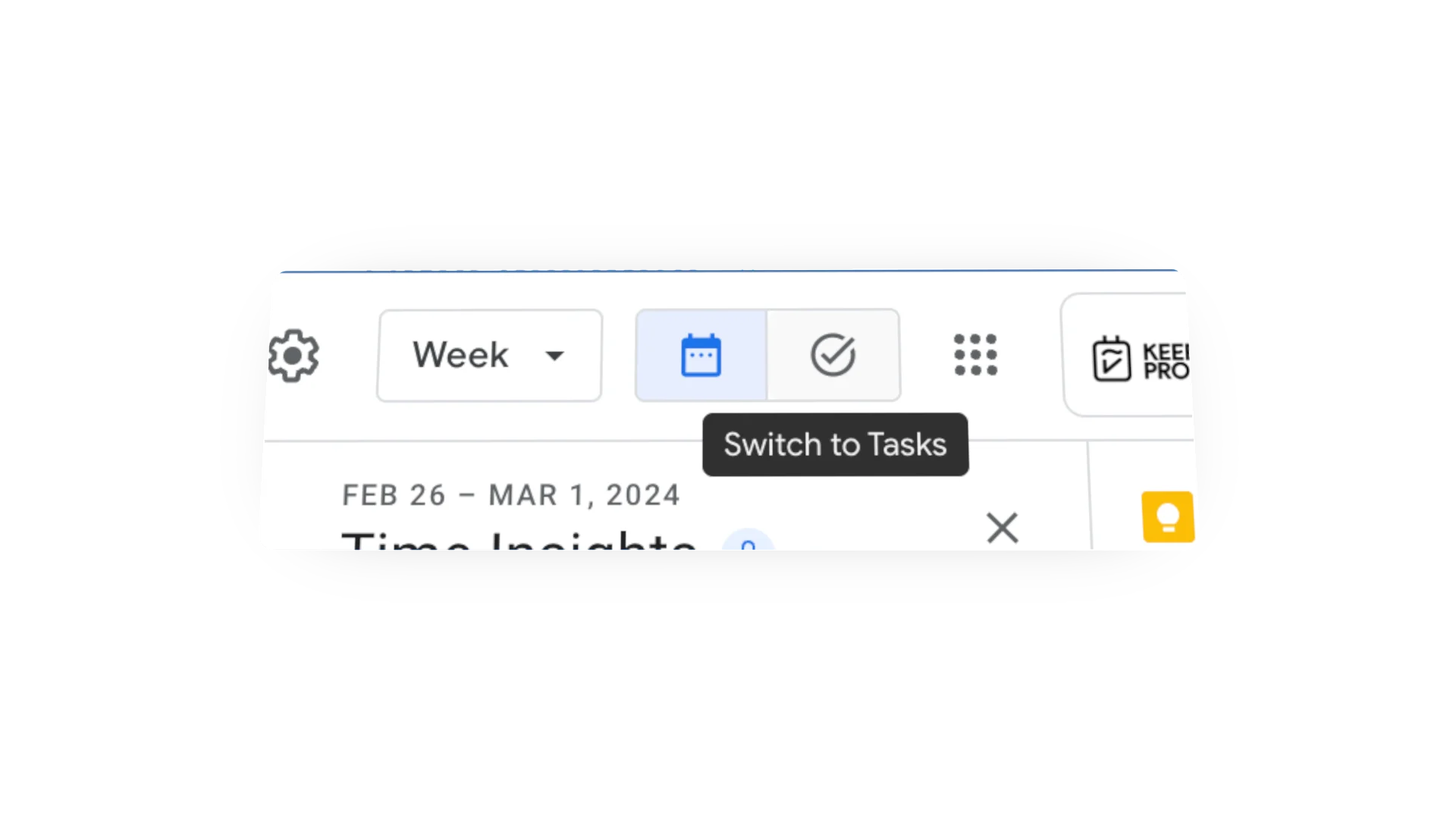 Switch to Google Tasks in Google Calendar Mode