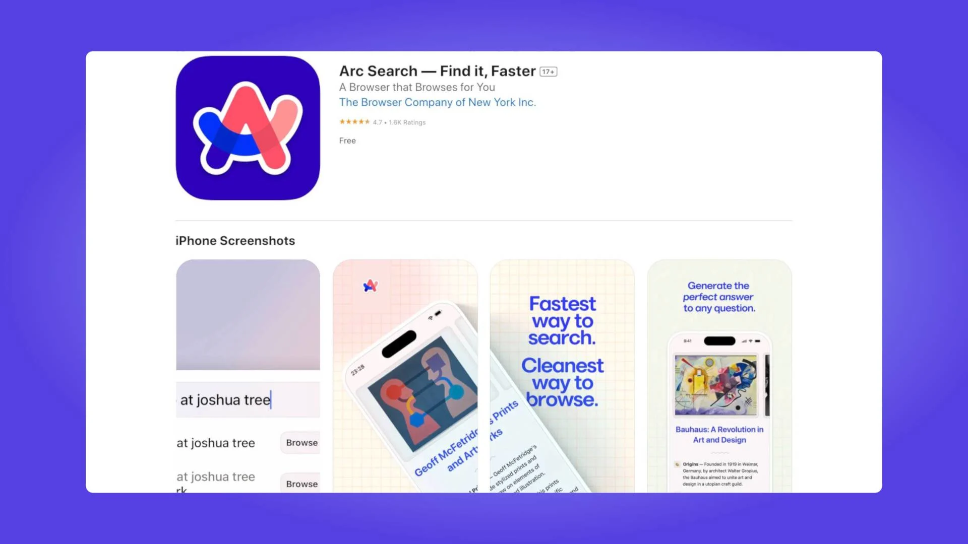 Arc Search App Store