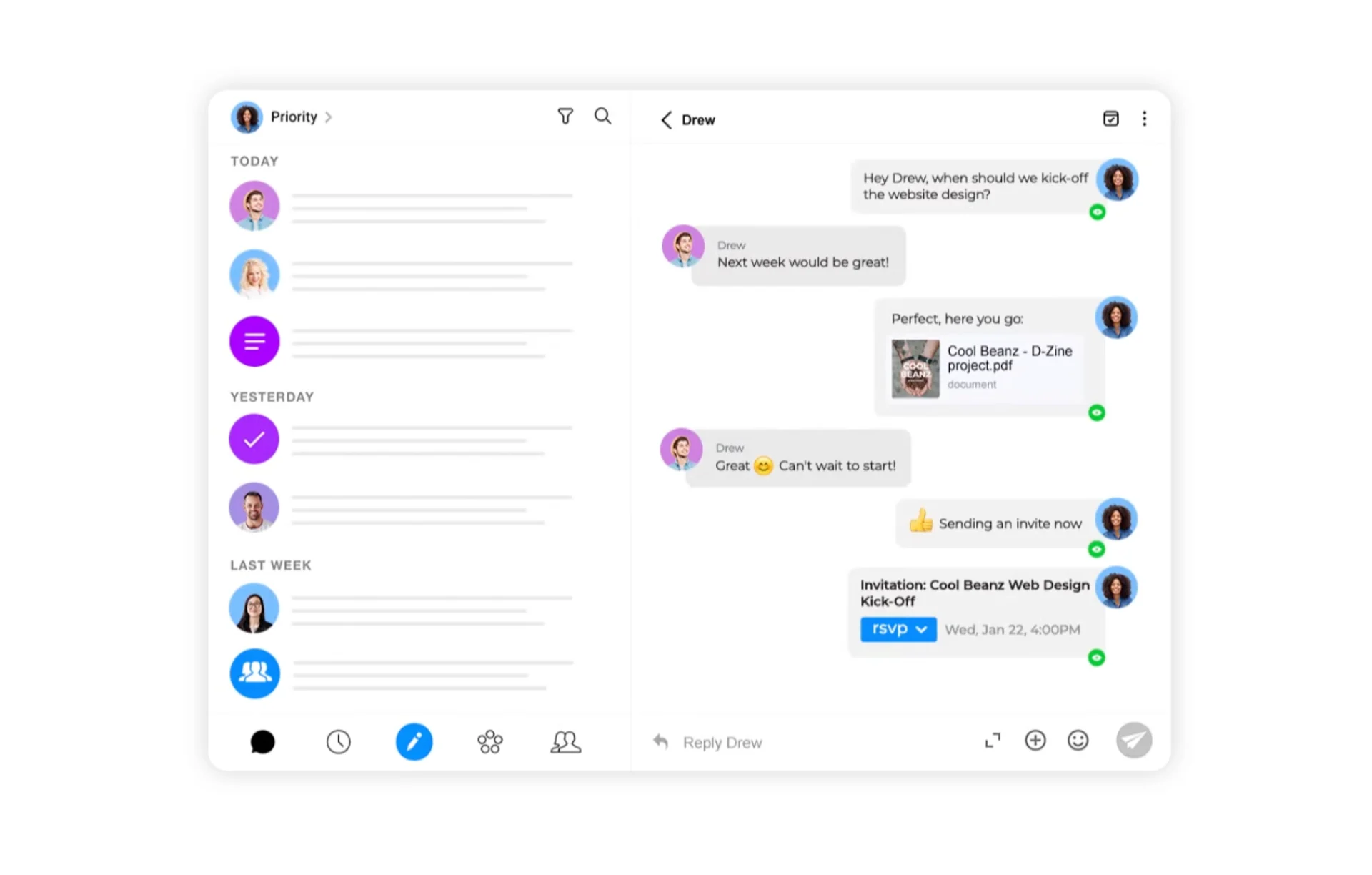 Chat Window, Email App, Spike Mail