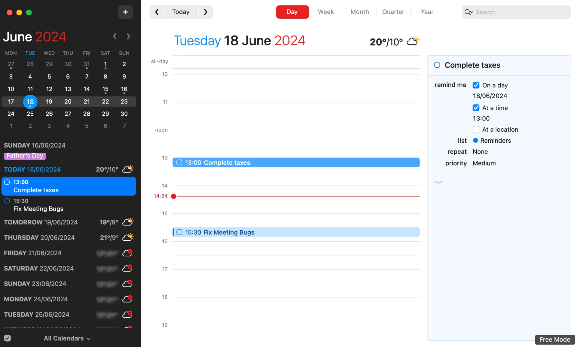 Fantastical Calendar, Day View, Calendar App