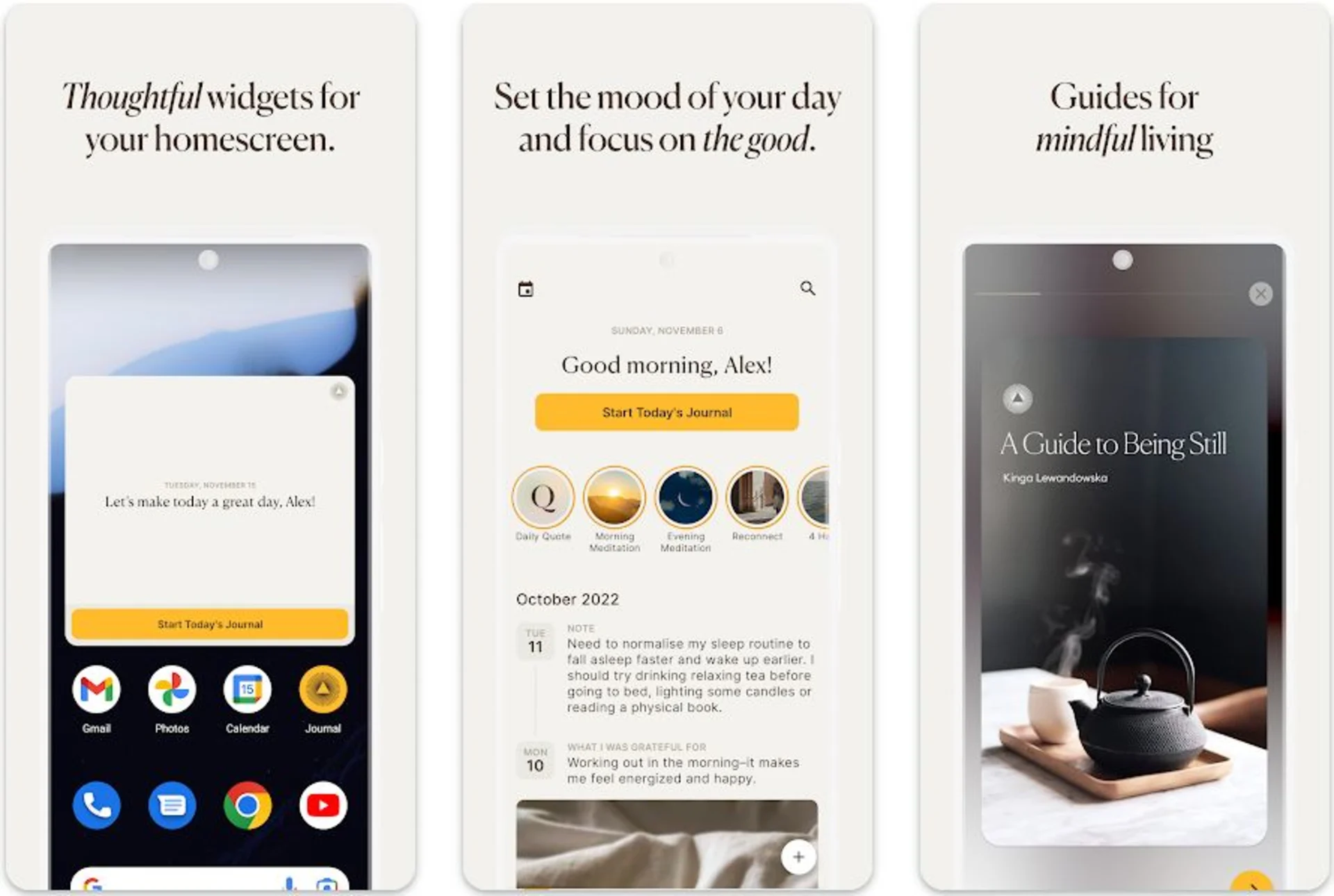 Five Minute Journal App on Android for gratitude journaling.