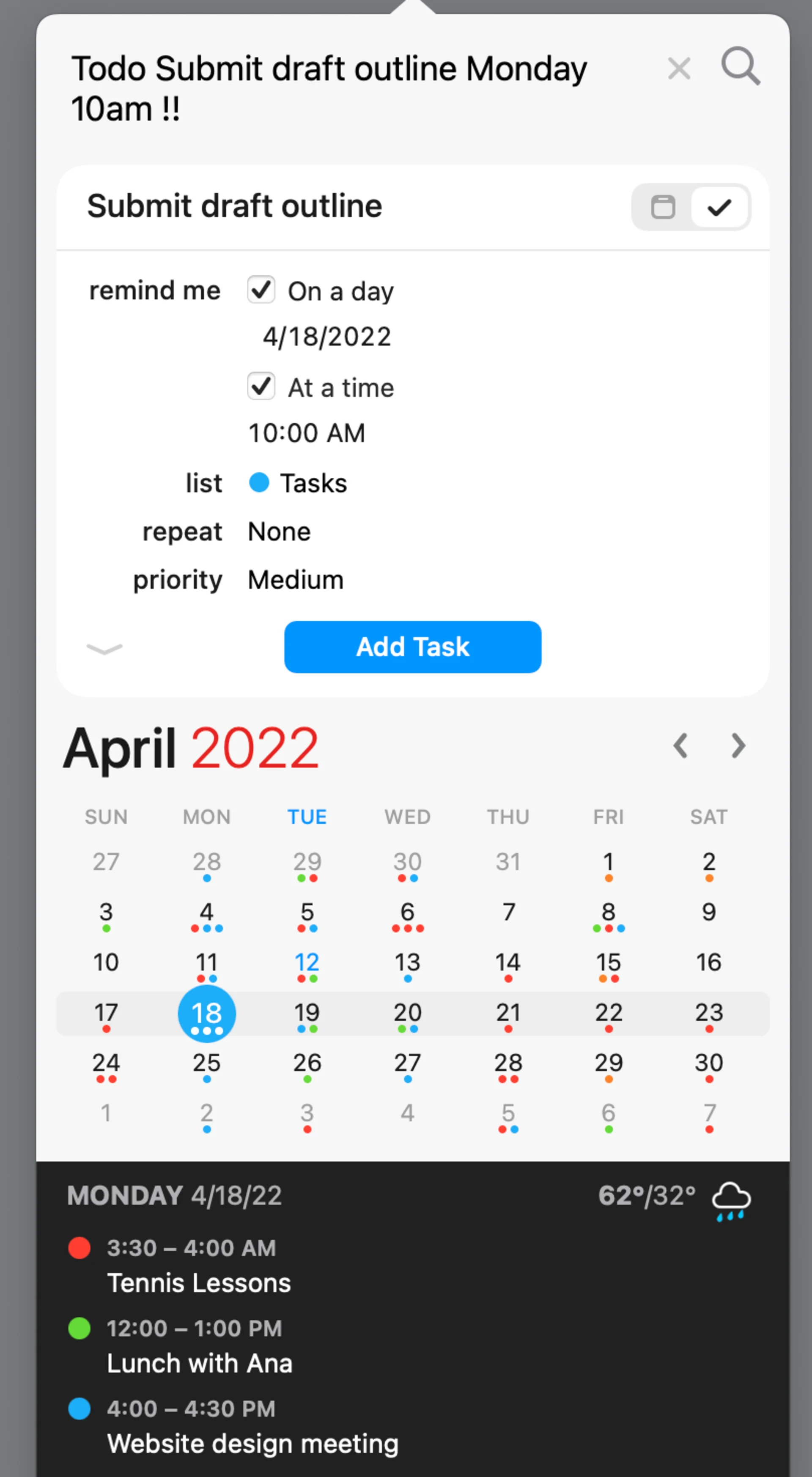 Use Natural language input with Fantastical 3.