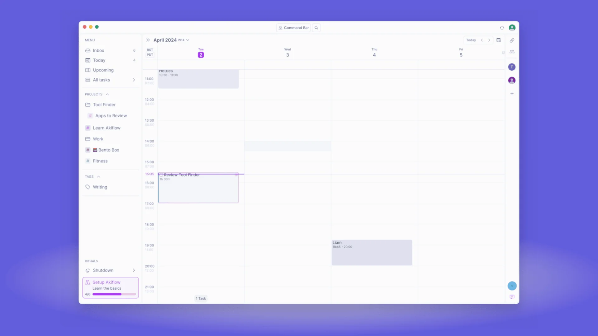 Managing Calendar Events and Time Blocking in Akiflow, macOS app
