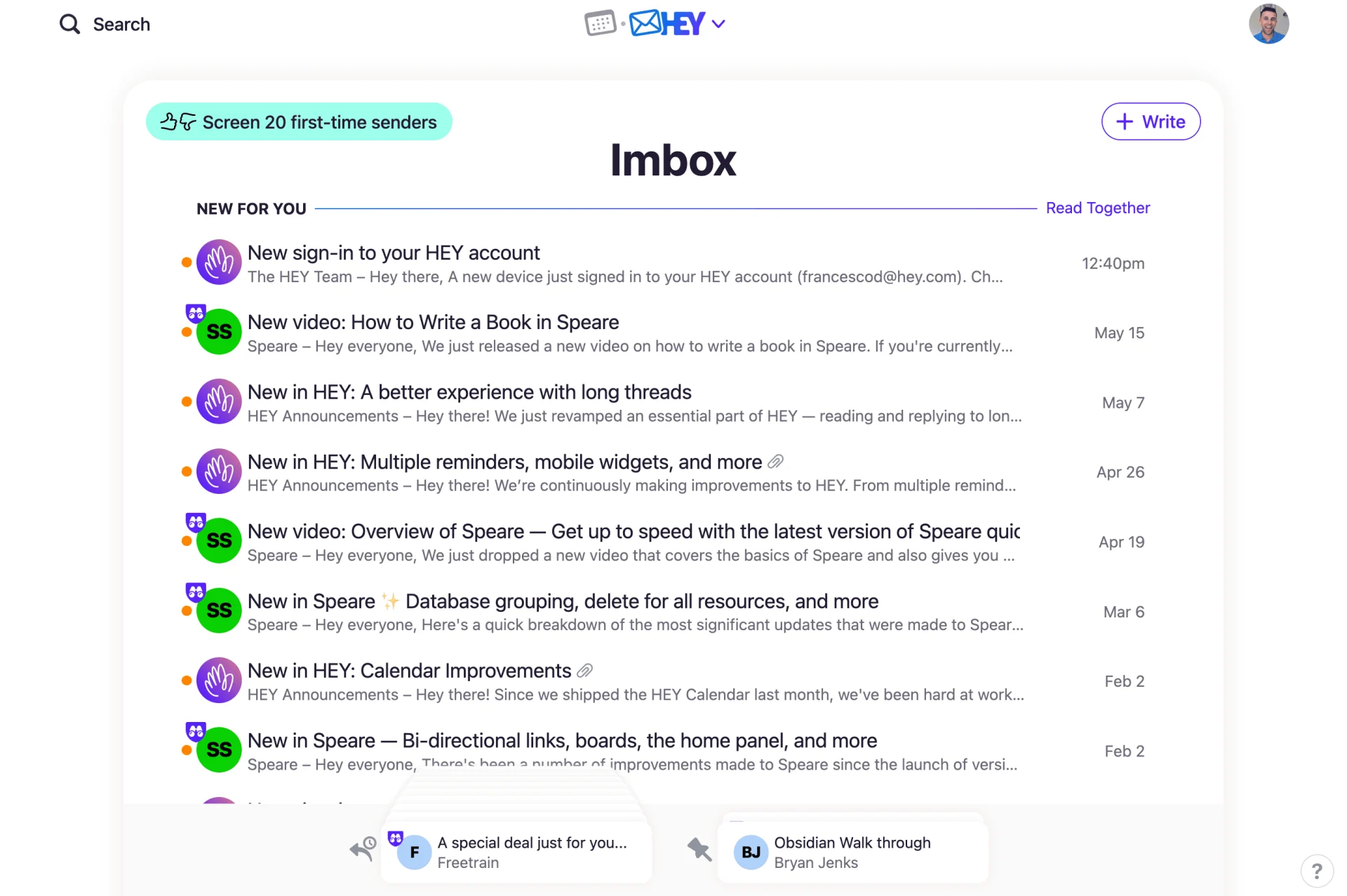 HEY Email, Imbox system in HEY.com email