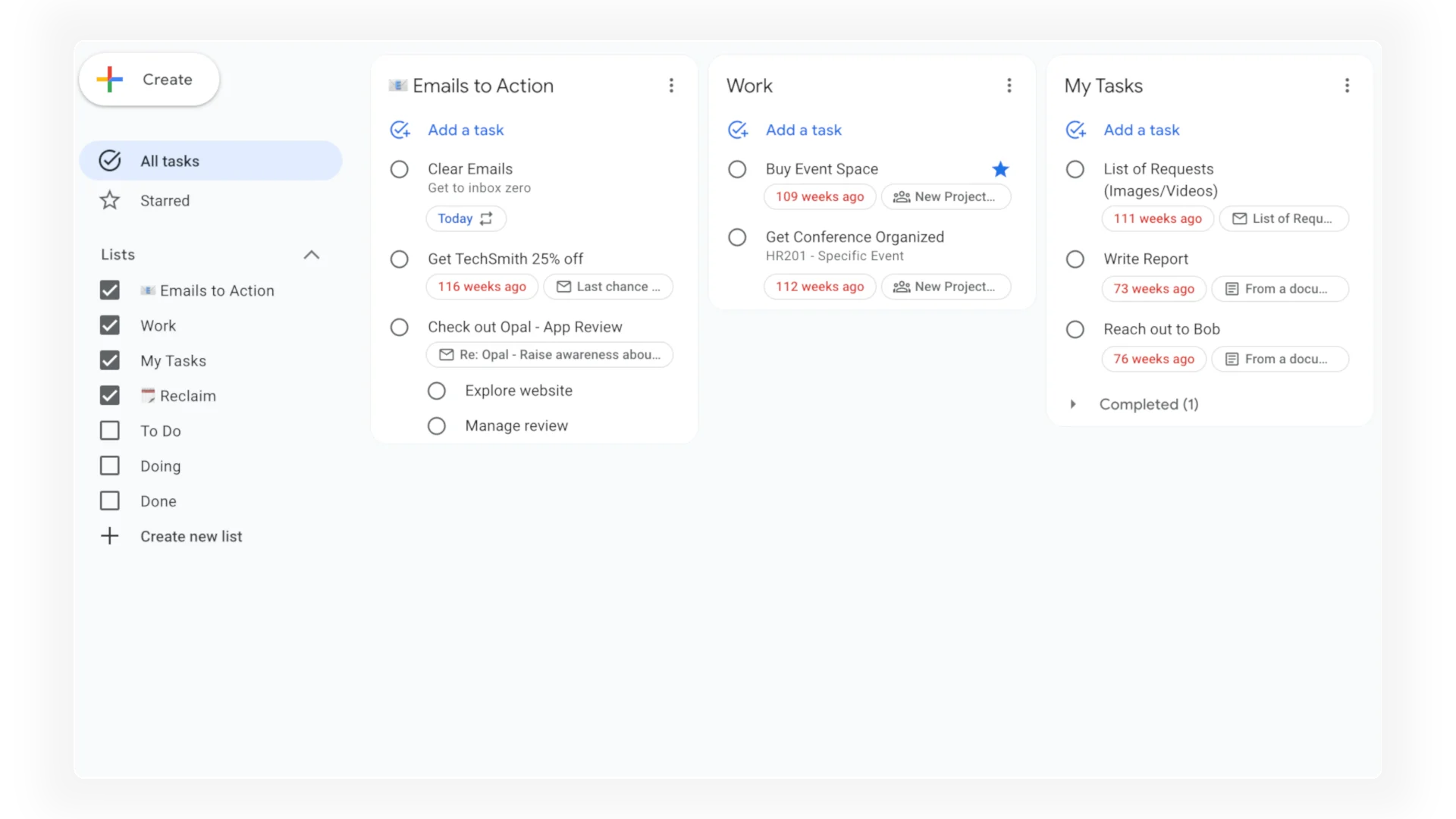 Google Tasks - See All Tasks