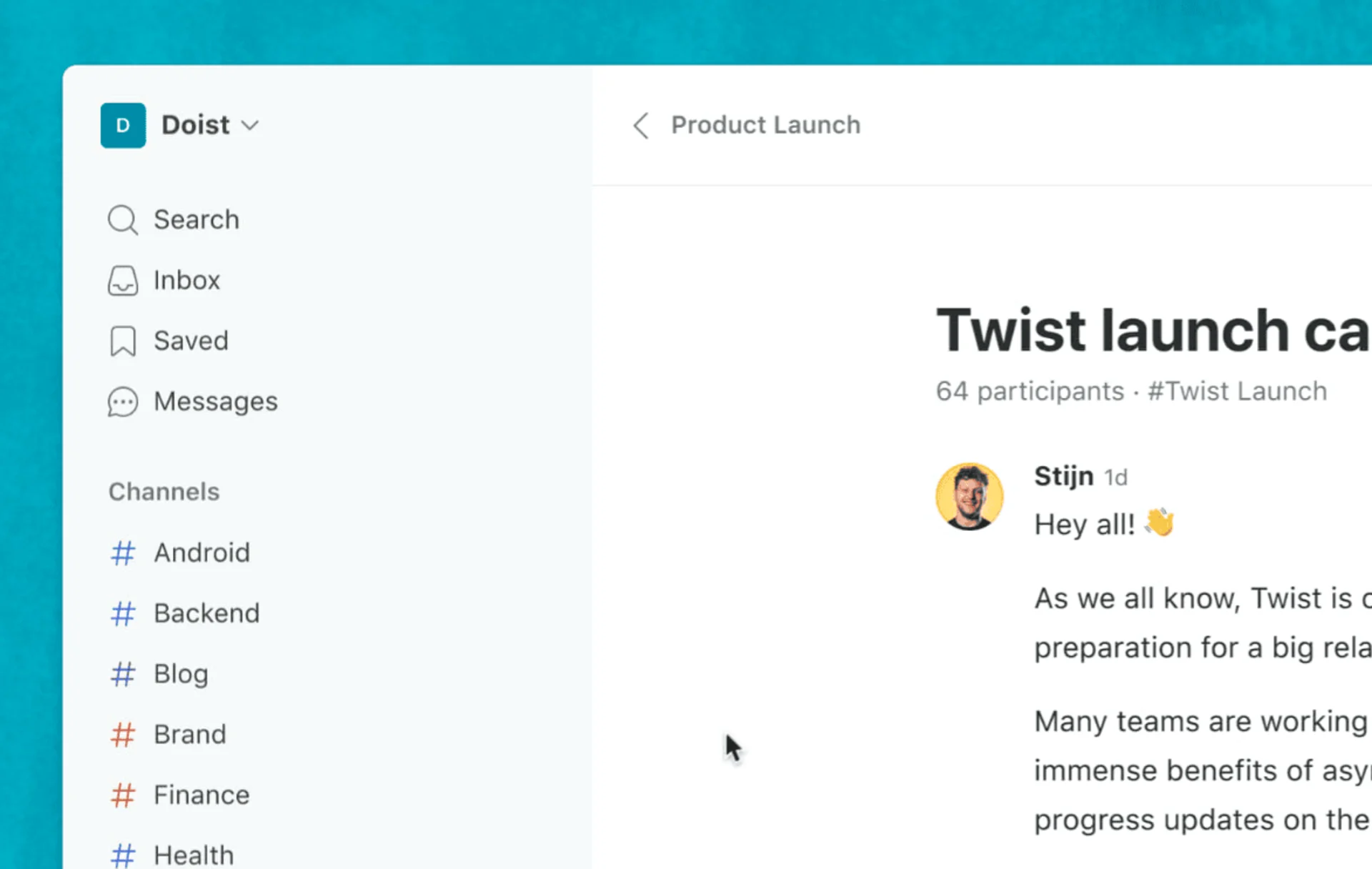 Twist, Inbox Feature, Channels, a-Sync
