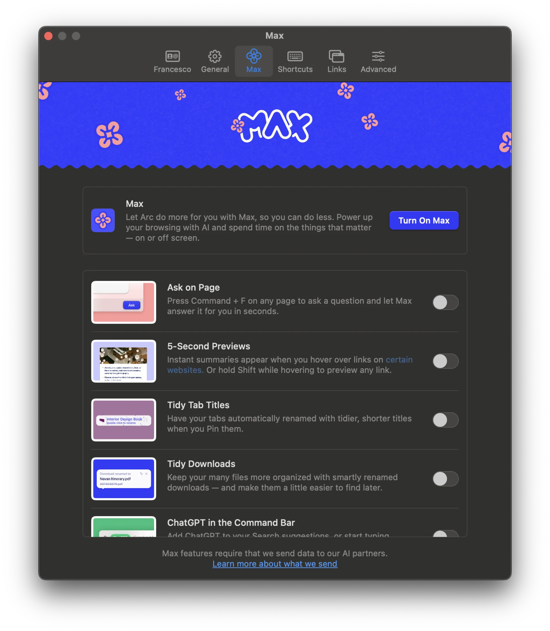 Arc Browser Max features, AI abilities in Arc Browser
