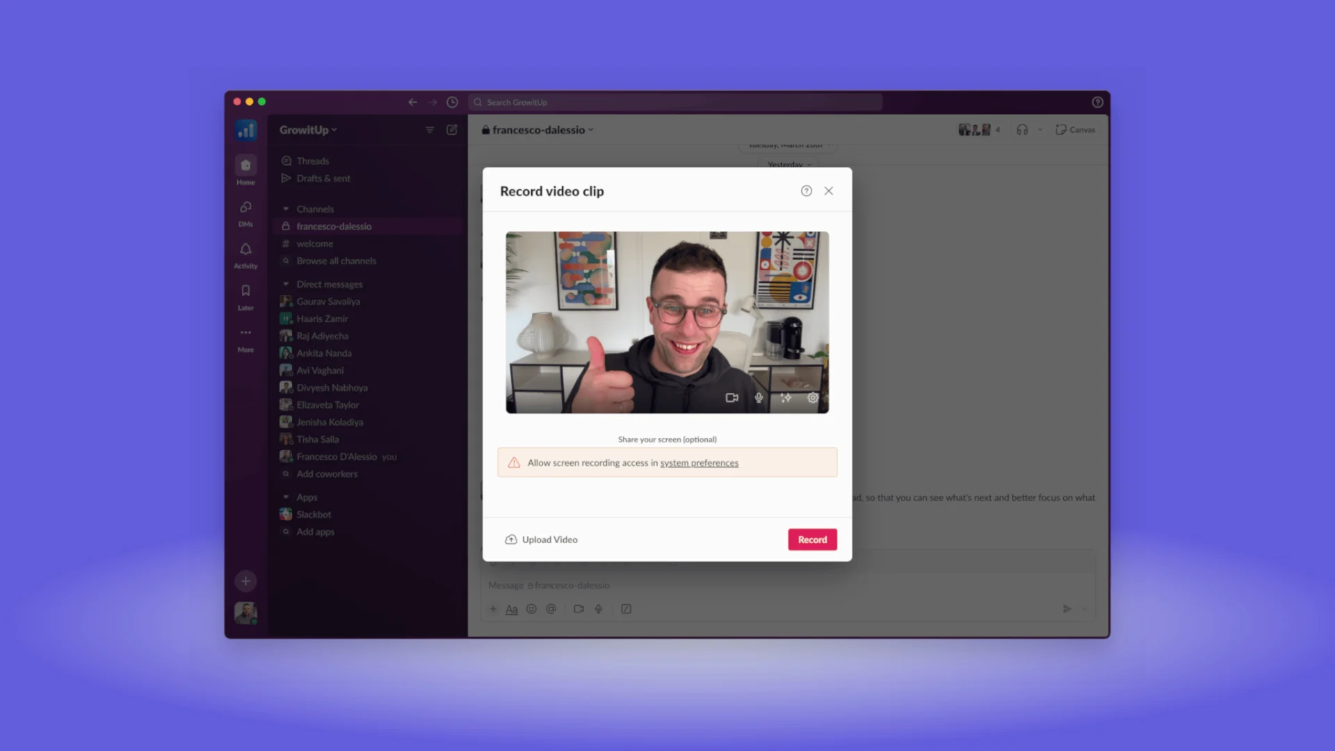 Record Videos in Slack