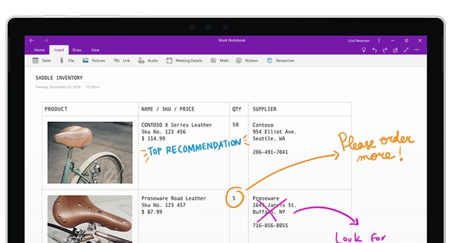 Microsoft OneNote - Showcasing Tables, Notebooks and Sketching