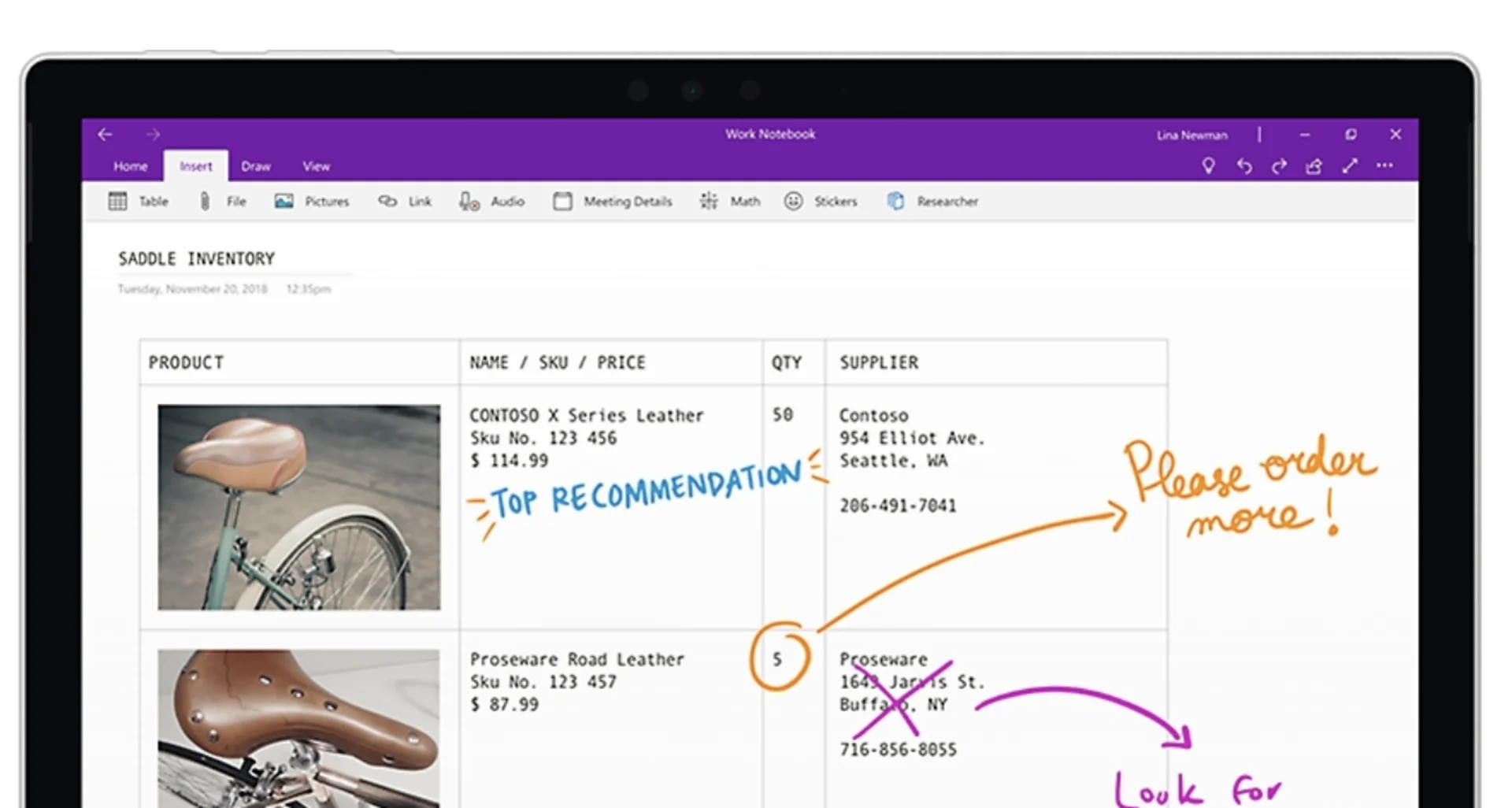 Microsoft OneNote - Showcasing Tables, Notebooks and Sketching