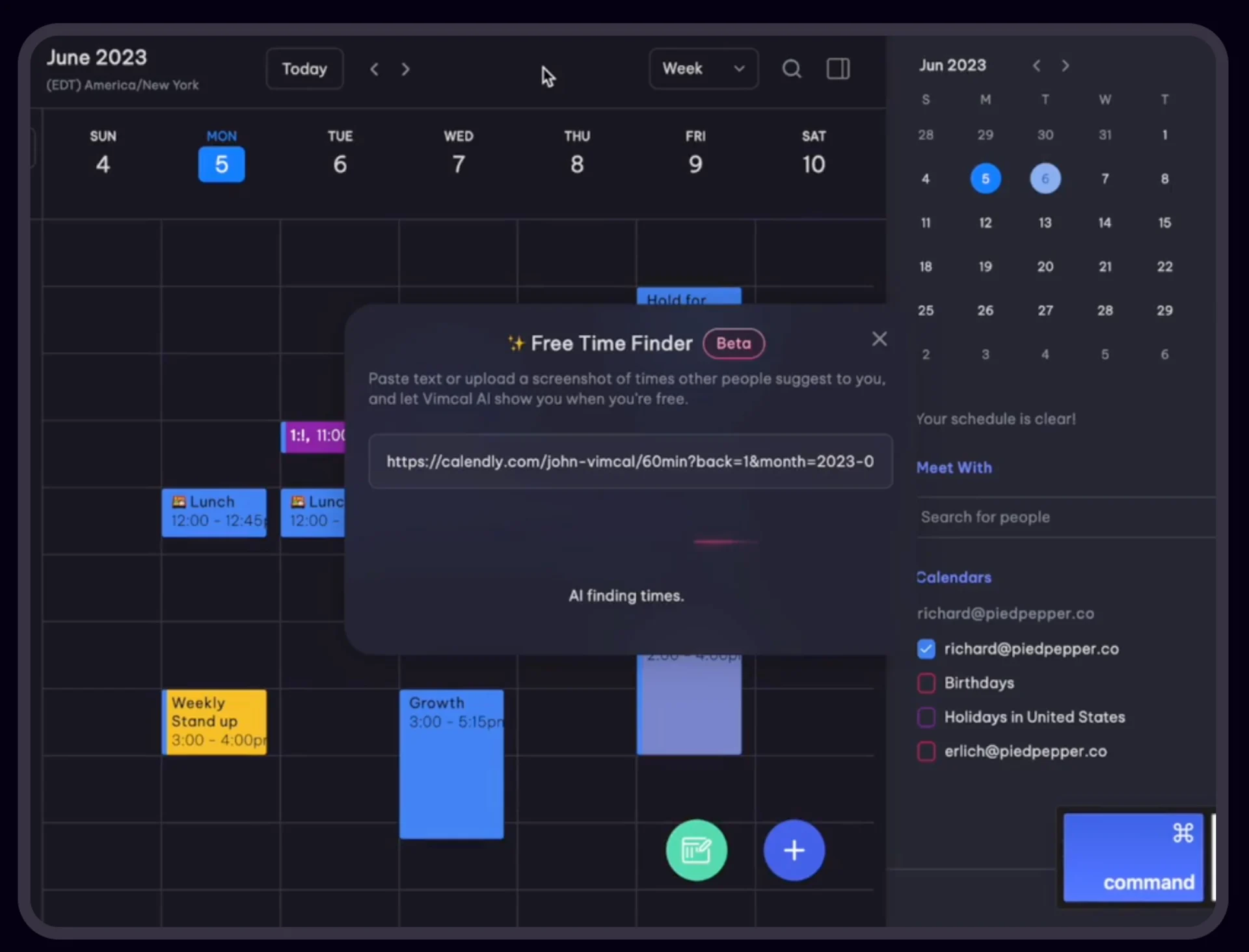 AI in productivity apps like Vimcal Free Time Finder.