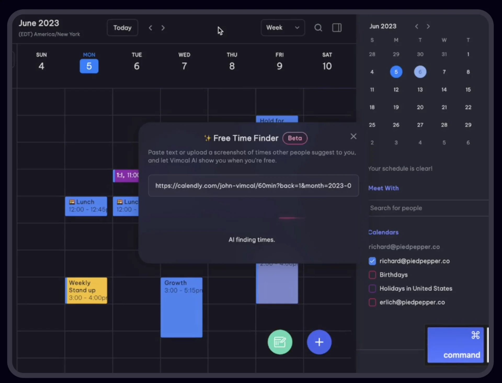 AI in productivity apps like Vimcal Free Time Finder.