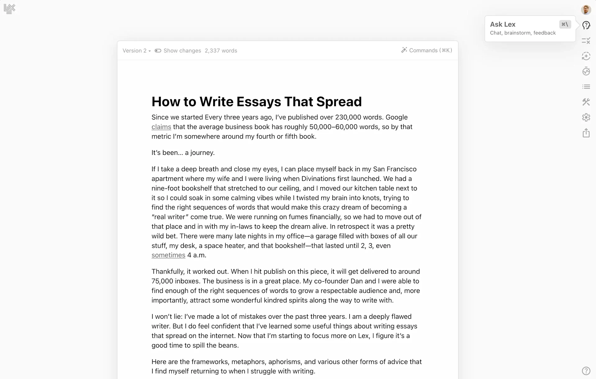 LEX AI writer app