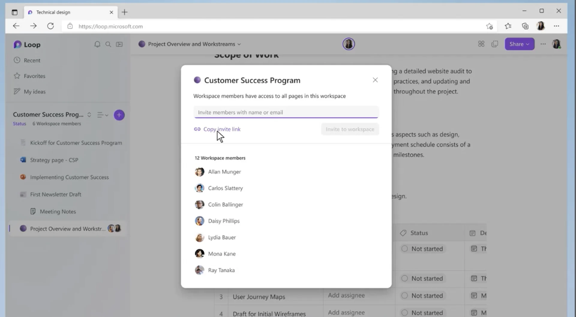 Invite Teams to Loop