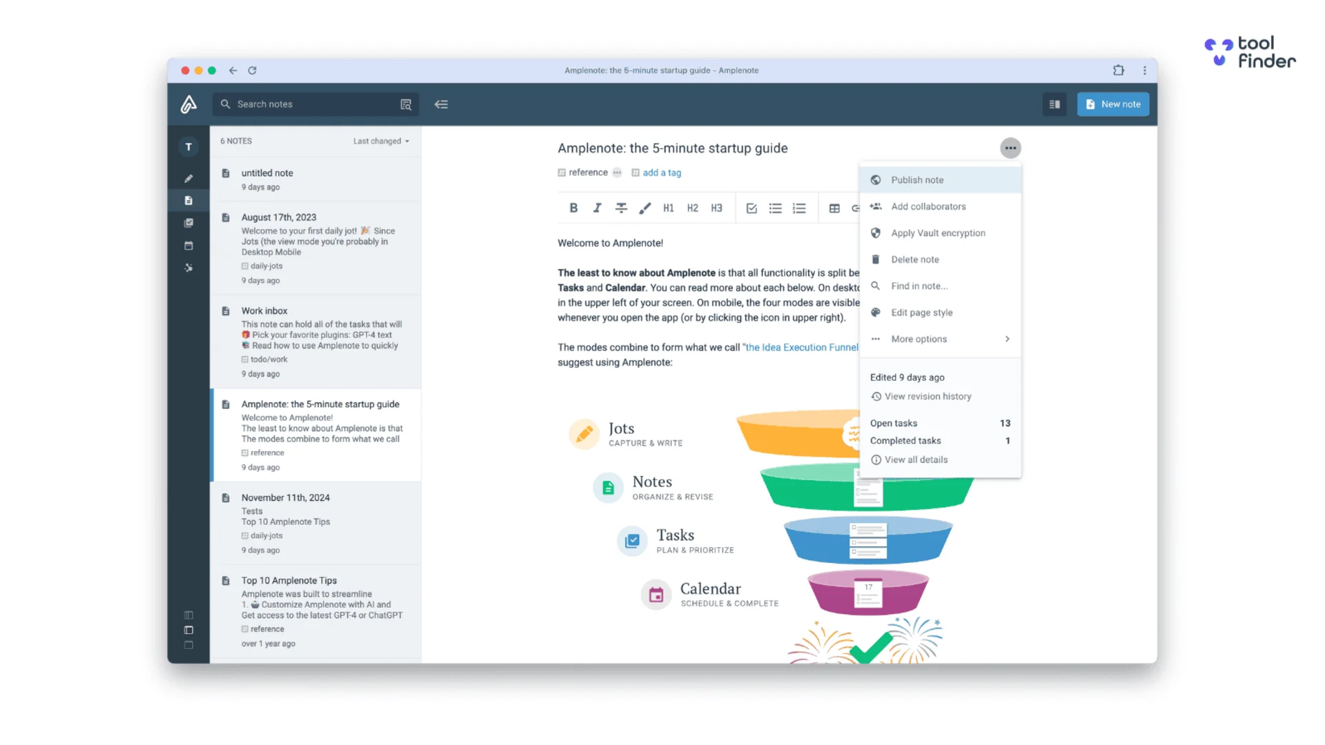 Amplenote, iPhone and Desktop app, New Note, Daily Notes