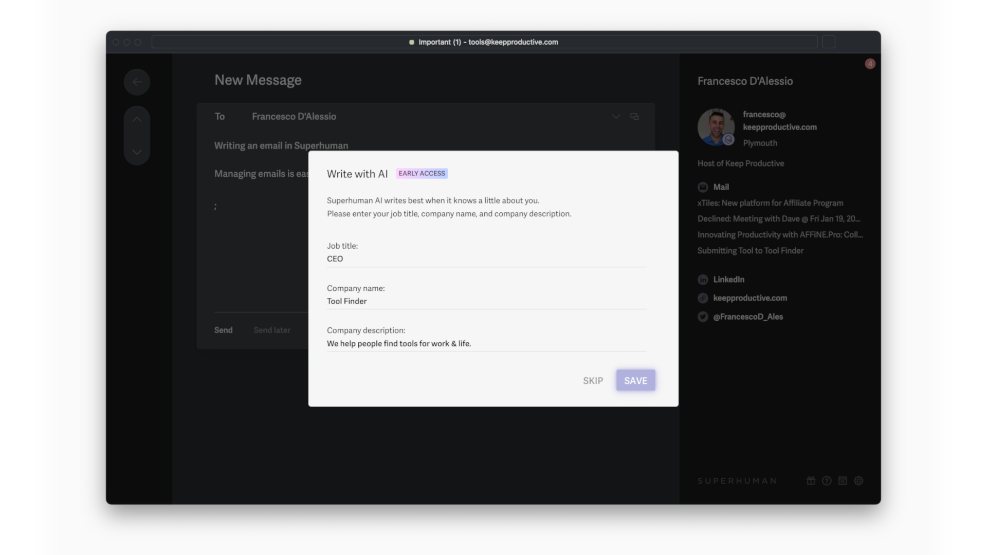 Superhuman AI features